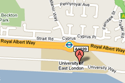 Route from Cyprus Station to UEL Docklands Campus